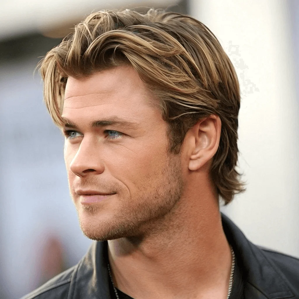 create a realistic image of a men short flow hairs 2
